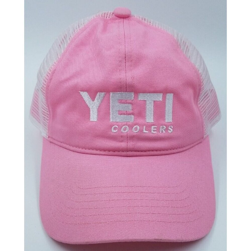 Yeti Coolers Pink/White Adjustable Mesh Snapback Women's Baseball Hat Cap